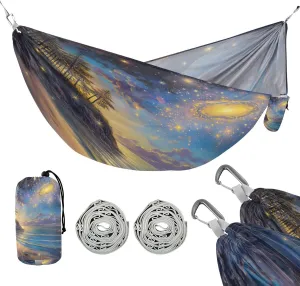 ATTX Beautiful Beach Scene Camping Hammock - Lightweight & Portable Hammocks, Heavy Duty 330lbs Capacity for Indoor, Hiking, Backpacking, Travel, Backyard, Beach#76