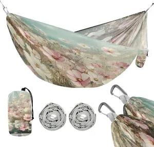 ATTX Beautiful Spring Flowers Camping Hammock - Lightweight & Portable Hammocks, Heavy Duty 330lbs Capacity for Indoor, Hiking, Backpacking, Travel, Backyard, Beach#56