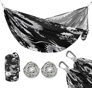 ATTX Black Dragons Camping Hammock - Lightweight & Portable Hammocks, Heavy Duty 330lbs Capacity for Indoor, Hiking, Backpacking, Travel, Backyard, Beach#398