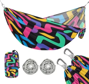 ATTX Colorful Maze Camping Hammock - Lightweight & Portable Hammocks, Heavy Duty 330lbs Capacity for Indoor, Hiking, Backpacking, Travel, Backyard, Beach#557