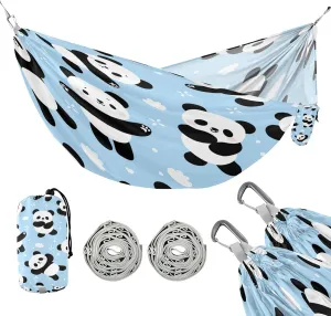 ATTX Cute Cartoon Panda Camping Hammock - Lightweight & Portable Hammocks, Heavy Duty 330lbs Capacity for Indoor, Hiking, Backpacking, Travel, Backyard, Beach#111