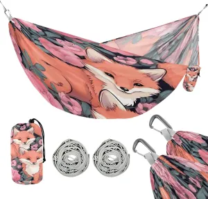 ATTX Cute Foxes Camping Hammock - Lightweight & Portable Hammocks, Heavy Duty 330lbs Capacity for Indoor, Hiking, Backpacking, Travel, Backyard, Beach#285