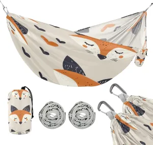 ATTX Fox Pattern Camping Hammock - Lightweight & Portable Hammocks, Heavy Duty 330lbs Capacity for Indoor, Hiking, Backpacking, Travel, Backyard, Beach#466
