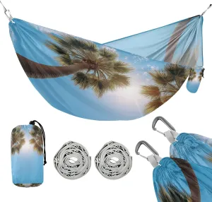 ATTX Two Palm Trees Camping Hammock - Lightweight & Portable Hammocks, Heavy Duty 330lbs Capacity for Indoor, Hiking, Backpacking, Travel, Backyard, Beach#69