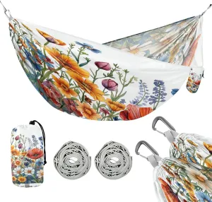 ATTX Watercolor Garden Flowers Camping Hammock - Lightweight & Portable Hammocks, Heavy Duty 330lbs Capacity for Indoor, Hiking, Backpacking, Travel, Backyard, Beach#48