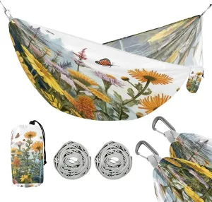 ATTX Wildflowers Butterfly Camping Hammock - Lightweight & Portable Hammocks, Heavy Duty 330lbs Capacity for Indoor, Hiking, Backpacking, Travel, Backyard, Beach#192