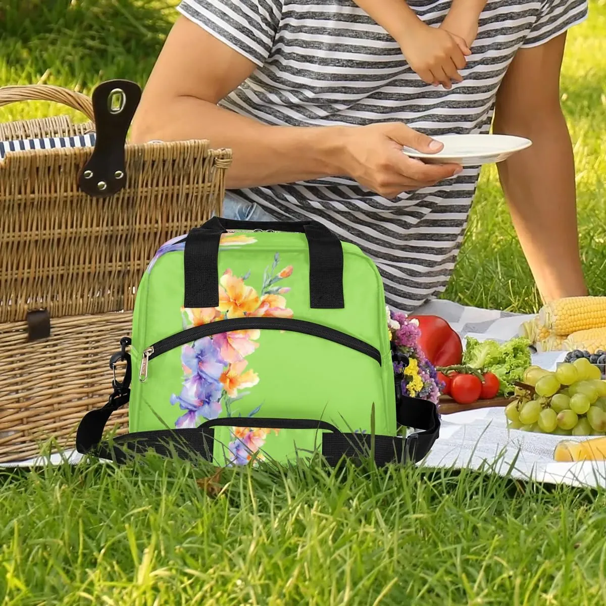 August Custom Lunch Bag with Name Personalized Insulated Lunch Box with Adjustable Shoulder Strap Customized Reusable Adult Cooler Lunch Tote Bag for Men Women Work Office Picnic