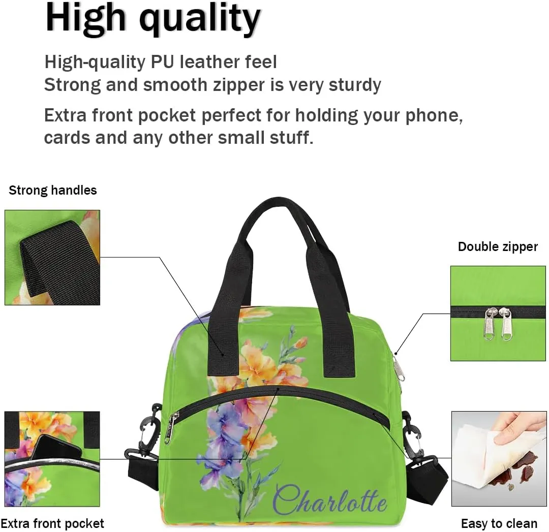 August Custom Lunch Bag with Name Personalized Insulated Lunch Box with Adjustable Shoulder Strap Customized Reusable Adult Cooler Lunch Tote Bag for Men Women Work Office Picnic