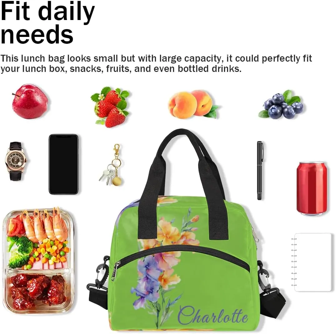 August Custom Lunch Bag with Name Personalized Insulated Lunch Box with Adjustable Shoulder Strap Customized Reusable Adult Cooler Lunch Tote Bag for Men Women Work Office Picnic