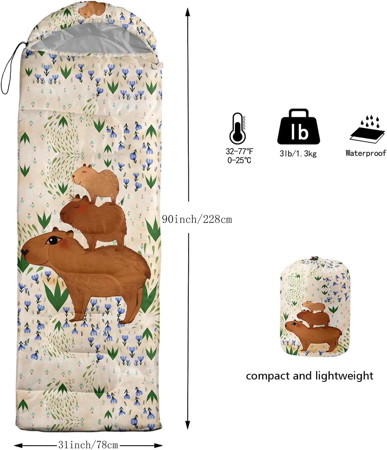 Axolotl Black Cats Sleeping Bag for Kids Adults–Lightweight Warm Cold Weather Sleeping Bags,Waterproof Portable Sleeping Bag for Camping,3 Season Cold Weather Sleeping Bag,Sleeping Bag for Hiking