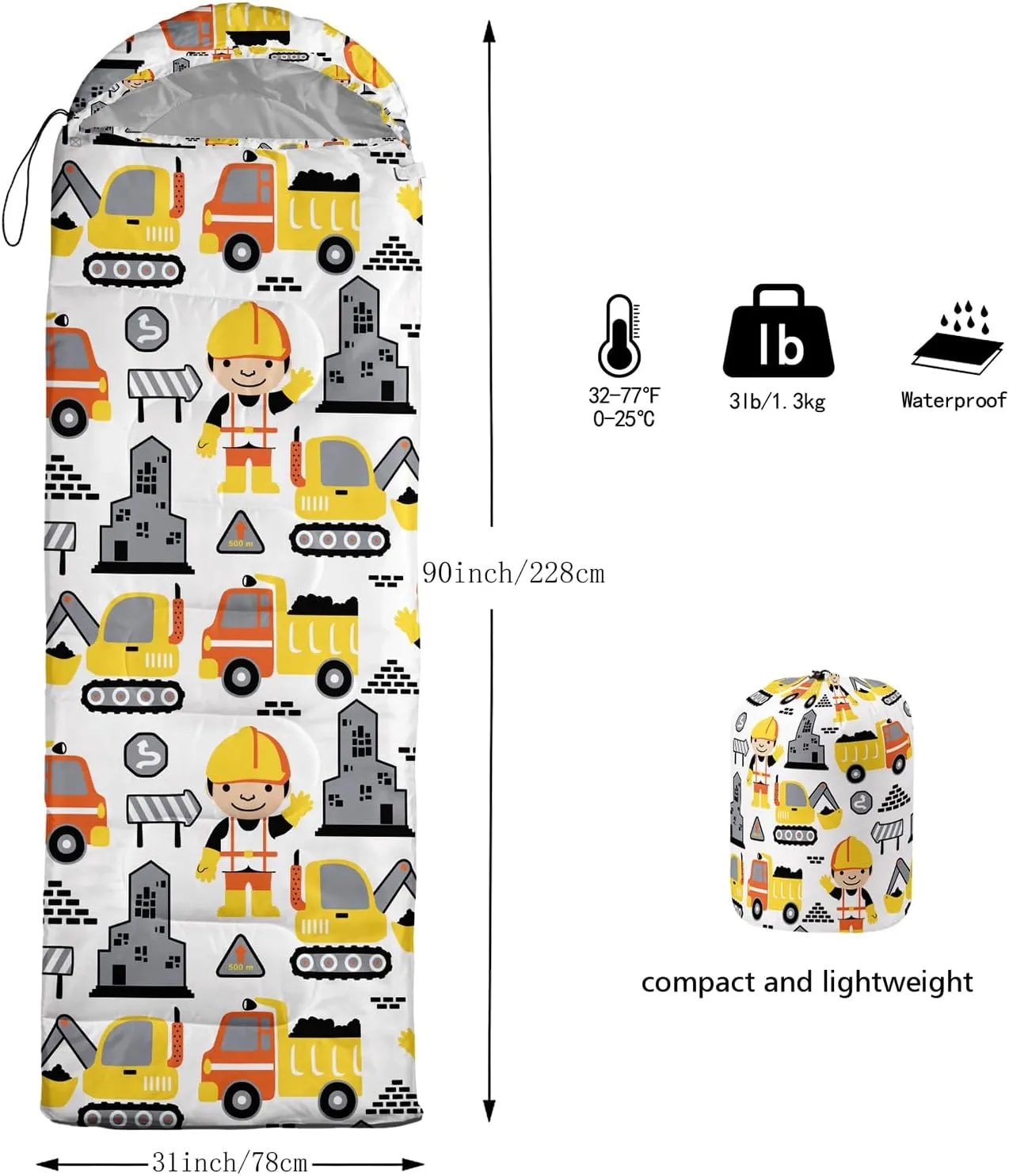 Axolotl Black Cats Sleeping Bag for Kids Boys Girls–Lightweight Warm Cold Weather Sleeping Bags,Waterproof Portable Sleeping Bag for Camping,Backpacking Camping Sleeping Bag,Kids Sleeping Bags,Orange