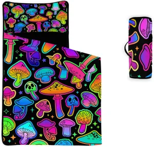 Axolotl Cartoon Dinosaur Nap Mat with Removable Pillow and Lightweight Quilt Cover,Palm Trees Dinosaur Eggs Sleeping Mat for Traveling,Wild Animal Theme Sleeping Bag,Roll Up Slumber Bag,Soft