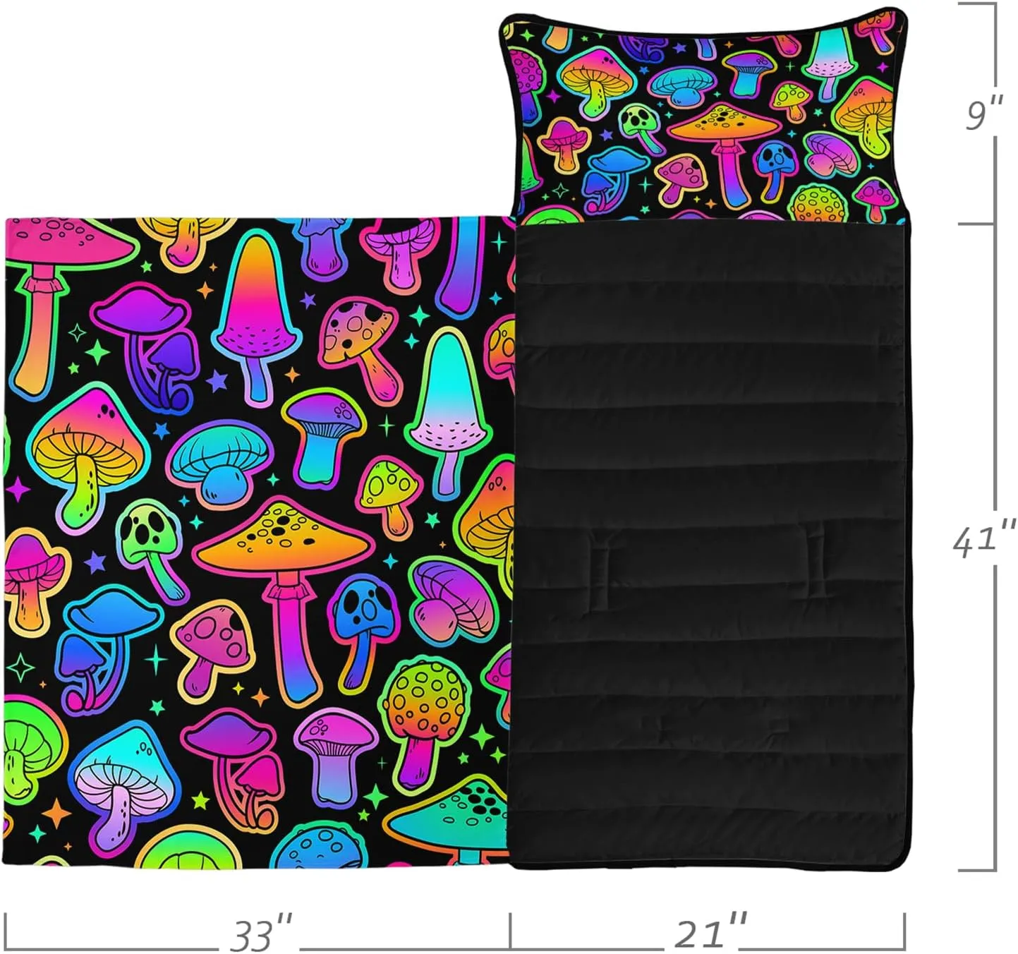 Axolotl Cartoon Dinosaur Nap Mat with Removable Pillow and Lightweight Quilt Cover,Palm Trees Dinosaur Eggs Sleeping Mat for Traveling,Wild Animal Theme Sleeping Bag,Roll Up Slumber Bag,Soft