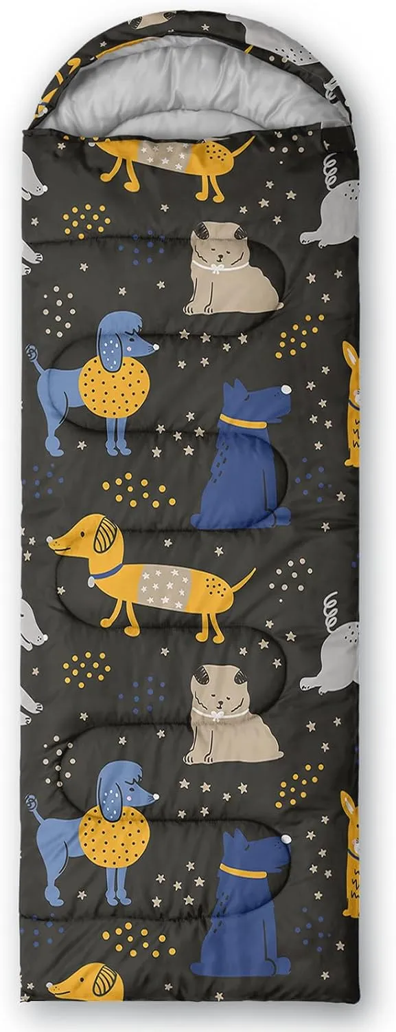 Axolotl Cartoon Fox Sleeping Bag,3 Season Warm and Cool Weather Kawaii Fox Flowers Sleeping Bags for Kids Boys Teens,Waterproof Lightweight Sleeping Bags for Traveling,Outdoors Camping Equipment,Red