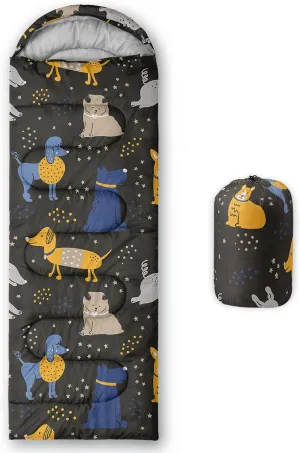 Axolotl Cartoon Fox Sleeping Bag,3 Season Warm and Cool Weather Kawaii Fox Flowers Sleeping Bags for Kids Boys Teens,Waterproof Lightweight Sleeping Bags for Traveling,Outdoors Camping Equipment,Red