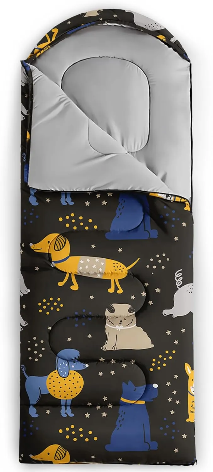 Axolotl Cartoon Fox Sleeping Bag,3 Season Warm and Cool Weather Kawaii Fox Flowers Sleeping Bags for Kids Boys Teens,Waterproof Lightweight Sleeping Bags for Traveling,Outdoors Camping Equipment,Red