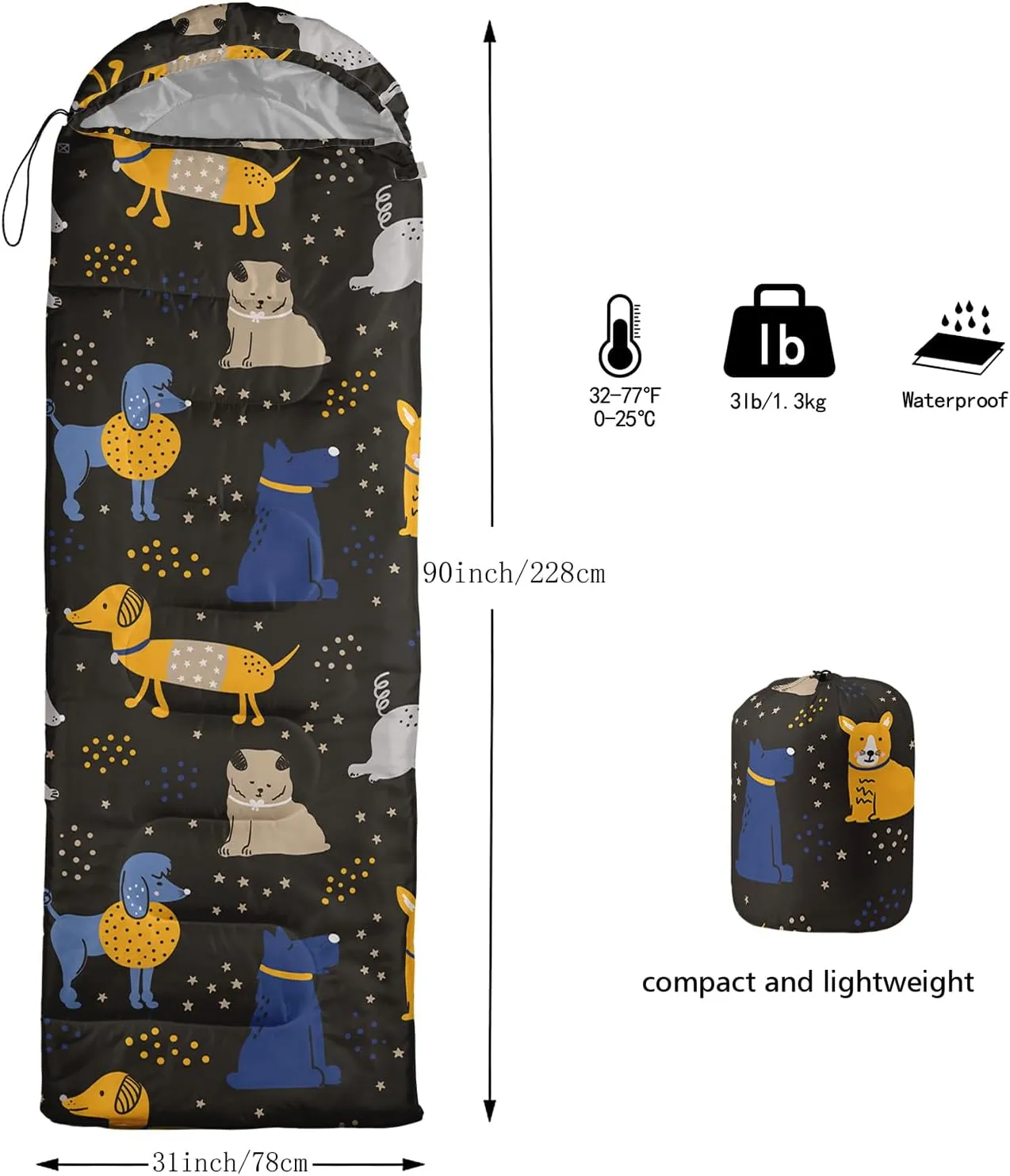 Axolotl Cartoon Fox Sleeping Bag,3 Season Warm and Cool Weather Kawaii Fox Flowers Sleeping Bags for Kids Boys Teens,Waterproof Lightweight Sleeping Bags for Traveling,Outdoors Camping Equipment,Red