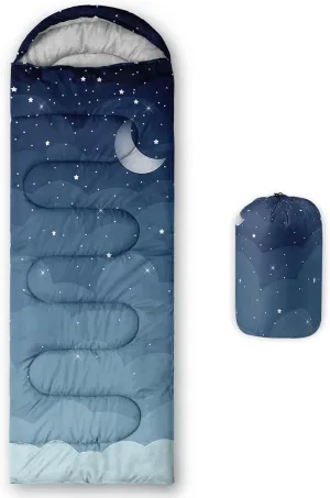Axolotl Moon and Stars Sleeping Bag for Adults,Black White Waterproof Lightweight Camping Bag,3 Season Warm and Cool Weather Backpacking Bag for Women Men,Traveling and Outdoors Camping Gear Equipment
