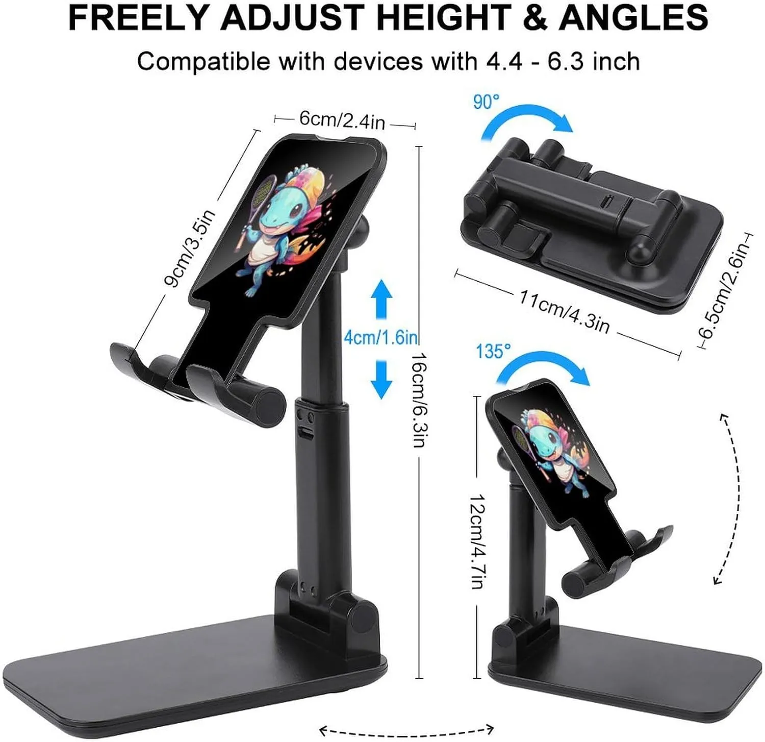 Axolotl Tennis Player Foldable Cell Phone Stand for Desktop Portable Adjustable Table Phone Holder Travel Accessories