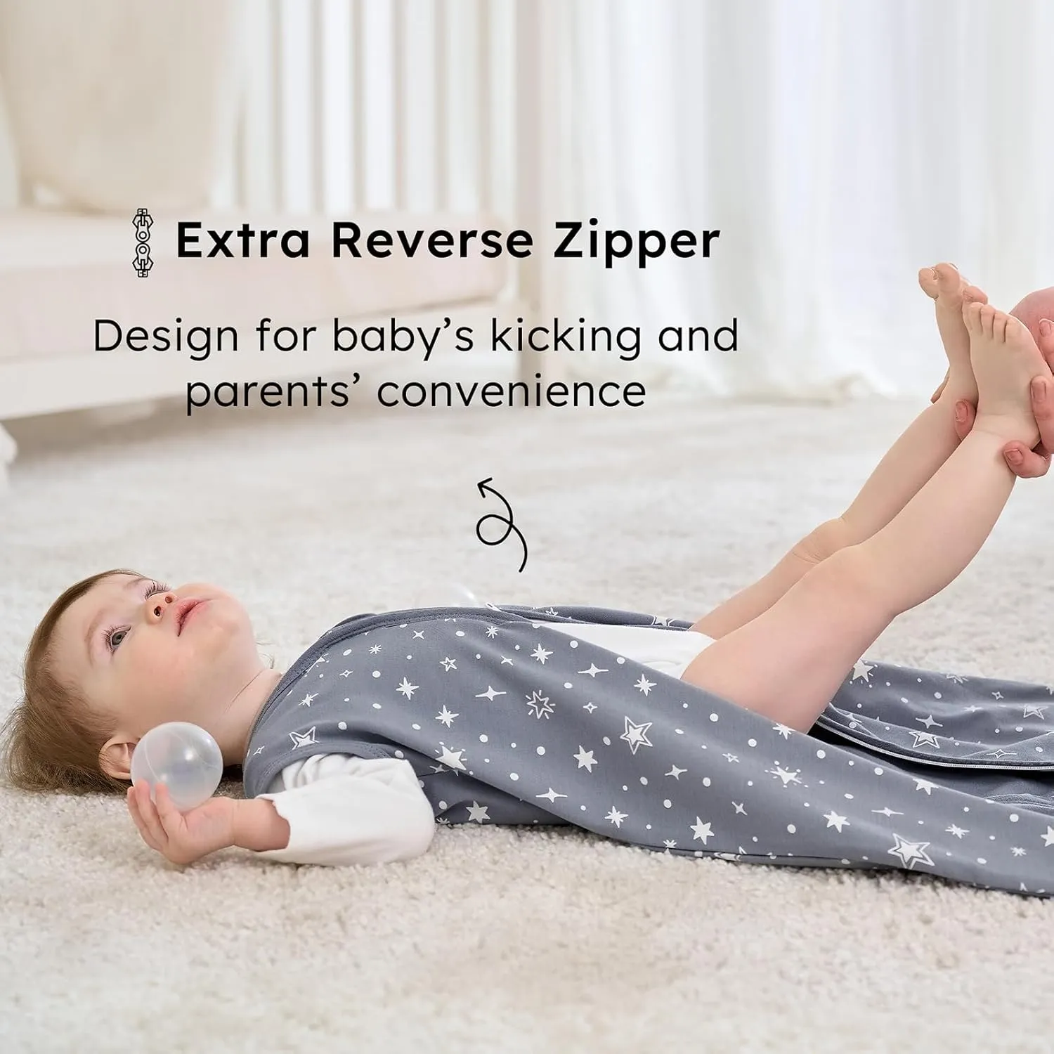 Baby Sleep Sack 0-6 months, 100% Cotton Sleeping Sack for Newborn and Infant, 3 Pack Baby Wearable Blanket for Boy and Girl, 0.5 Tog Lightweight Double Zipper Sleep Bag Grey Moon Bear