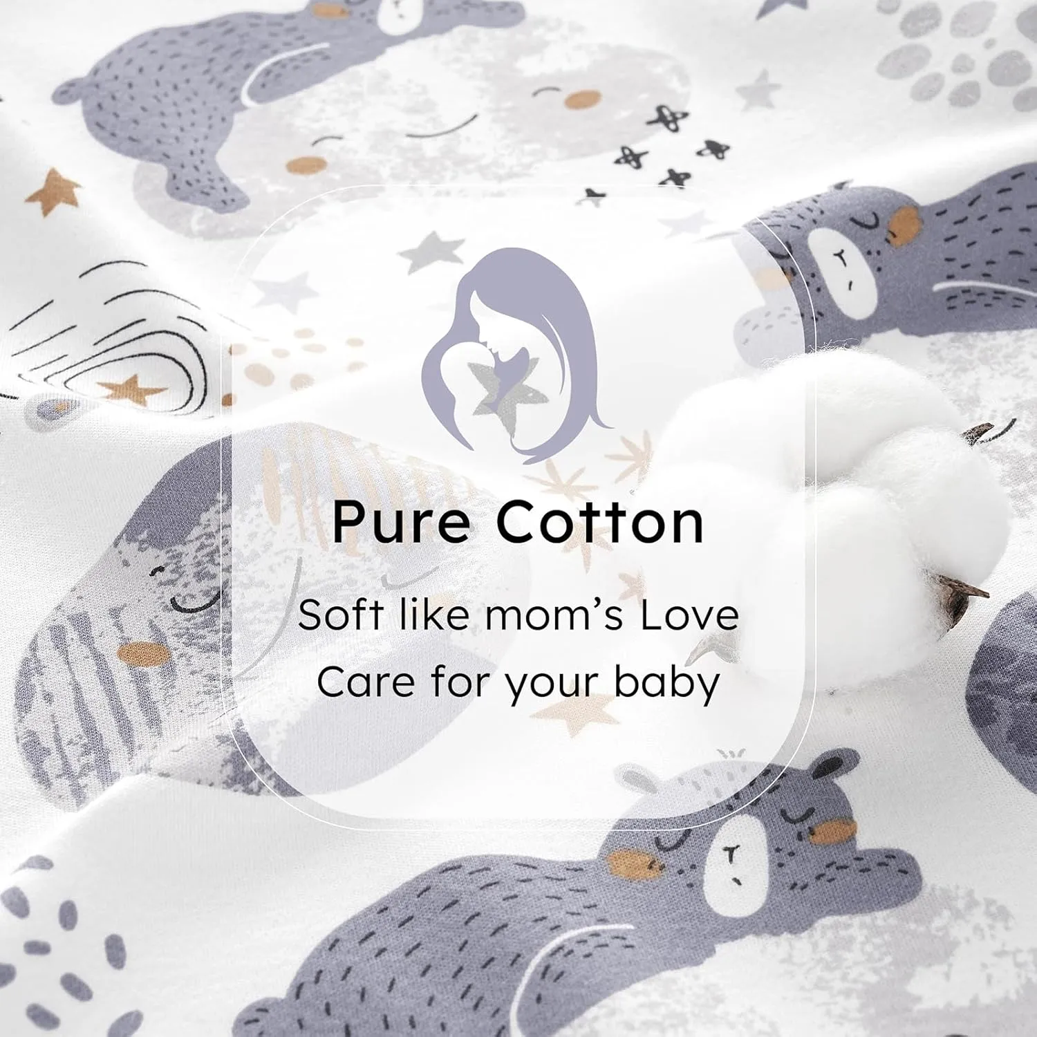 Baby Sleep Sack 0-6 months, 100% Cotton Sleeping Sack for Newborn and Infant, 3 Pack Baby Wearable Blanket for Boy and Girl, 0.5 Tog Lightweight Double Zipper Sleep Bag Grey Moon Bear