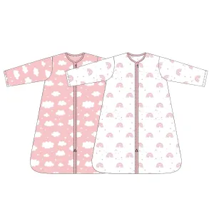 Baby Sleep Sack 12-18 Months 100% Cotton Long Sleeve Wearable Blanket Baby Sleep Bag with 2-Way Zipper 2 Pack 0.5 Tog Sleeping Sack for Newborn Infant White Pink