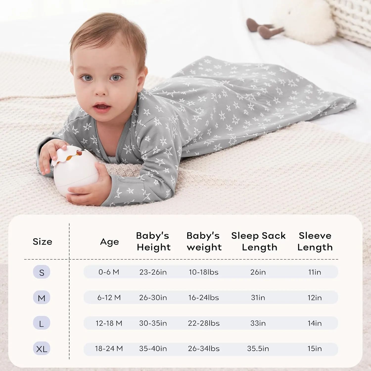 Baby Sleep Sack 18-24 Months 100% Cotton Long Sleeve Wearable Blanket Baby Sleep Bag with 2-Way Zipper 2 Pack 0.5 Tog Sleeping Sack for Newborn Infant Blue Grey Planet