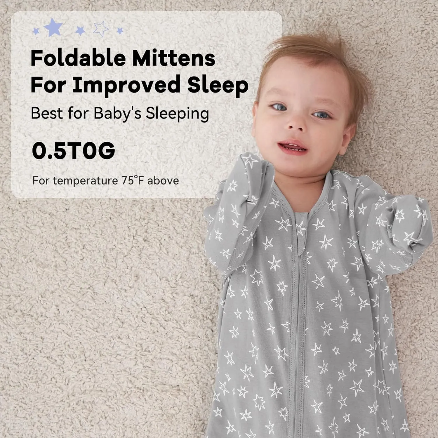 Baby Sleep Sack 18-24 Months 100% Cotton Long Sleeve Wearable Blanket Baby Sleep Bag with 2-Way Zipper 2 Pack 0.5 Tog Sleeping Sack for Newborn Infant Blue Grey Planet