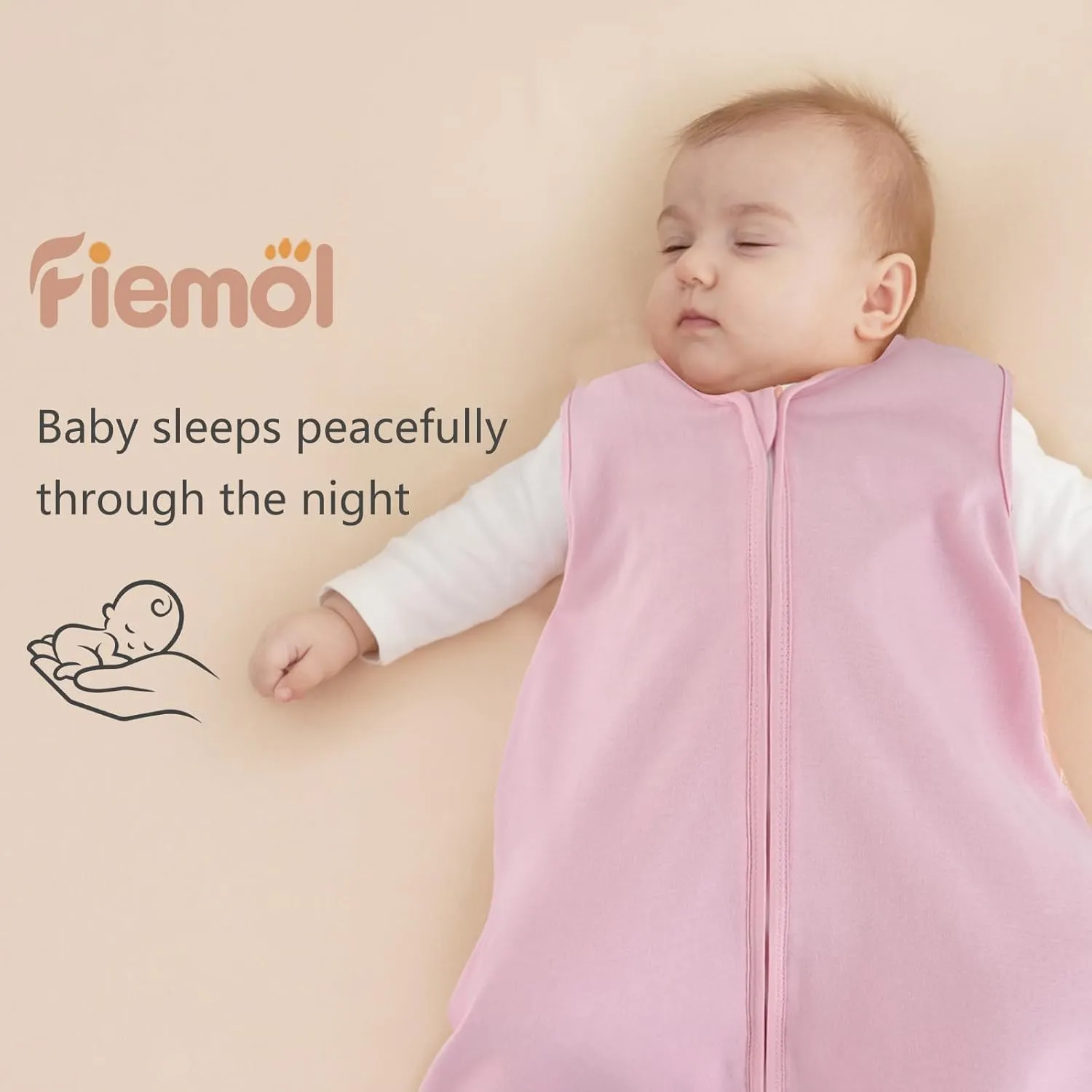 Baby Sleep Sack 6-12 months, 100% Cotton Sleeping Sack for Newborn and Infant, 3 Pack Baby Wearable Blanket, 0.5 Tog Lightweight Double Zipper Sleep Bag Pink Flower