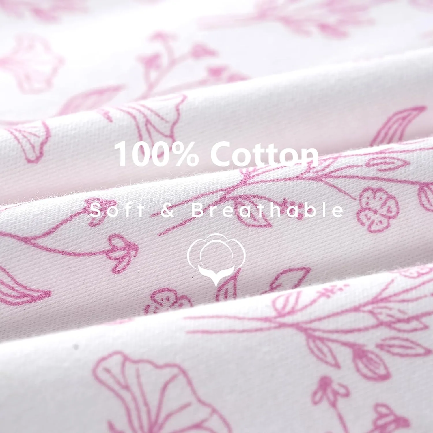 Baby Sleep Sack 6-12 months, 100% Cotton Sleeping Sack for Newborn and Infant, 3 Pack Baby Wearable Blanket, 0.5 Tog Lightweight Double Zipper Sleep Bag Pink Flower