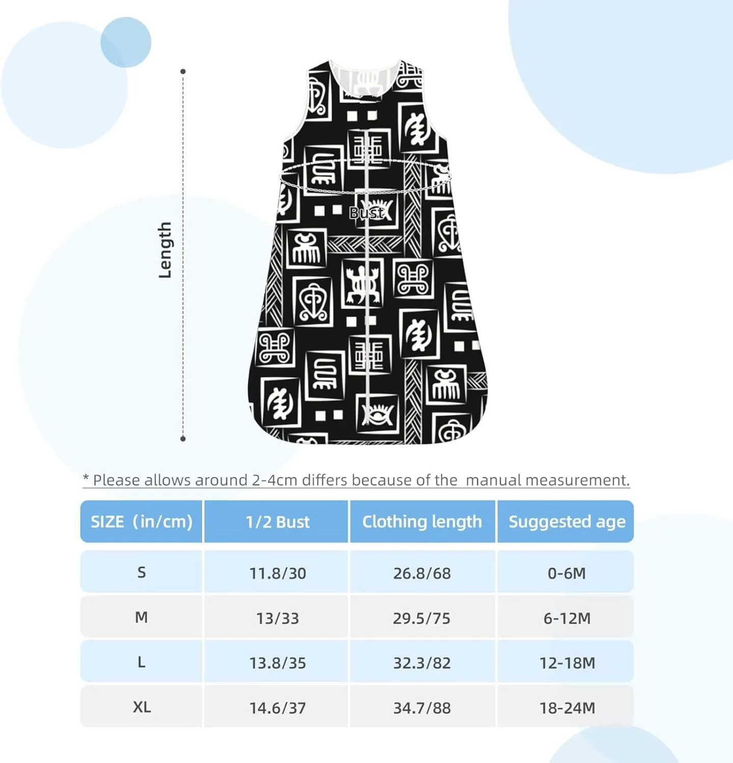 Baby Sleep Sack S-XL African Adinkra Ritual Symbols Stretchy Baby Sleeping Bag