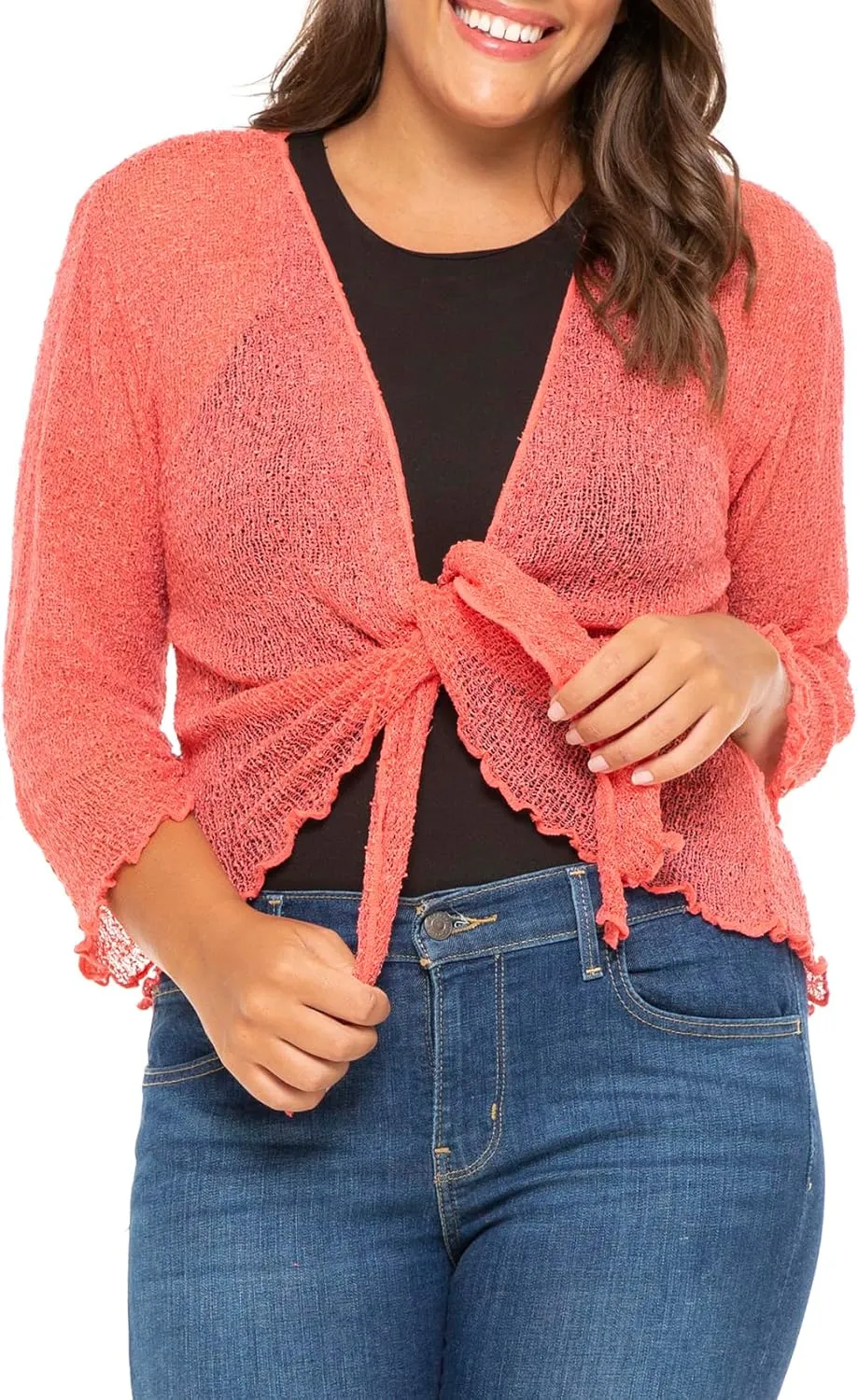 Back From Bali Womens Plus Size Shrug Bolero Sheer Cardigan Arm Cover 2X 3X 4X Lightweight