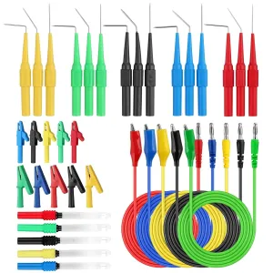 Back Probe Kit – 35PCS Automotive Test Leads Set with Storage Box,5 Large Alligator Clips,5 Wire Piercing Probes,Flexible Multi-Angle Needles for Multimeter & Automotive Diagnostics