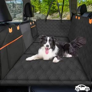 Back Seat Extender for Dogs - Extra 40% Space, Dog Car Seat Cover Hard Bottom Holds 400lbs, Waterproof Dog Hammock & Car Seat Cover with Mesh Window, Perfect Travel Bed for Cars, SUVs