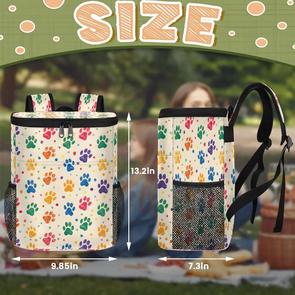 Backpack Cooler Animals - Dogs Cooler Backpack Insulated Leak Proof Soft Cooler Bag for Men Women Lunch Backpack for Camping Picnic Hiking Beach Travel