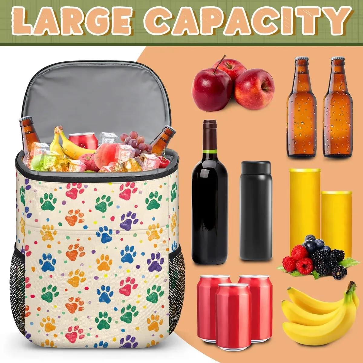 Backpack Cooler Animals - Dogs Cooler Backpack Insulated Leak Proof Soft Cooler Bag for Men Women Lunch Backpack for Camping Picnic Hiking Beach Travel