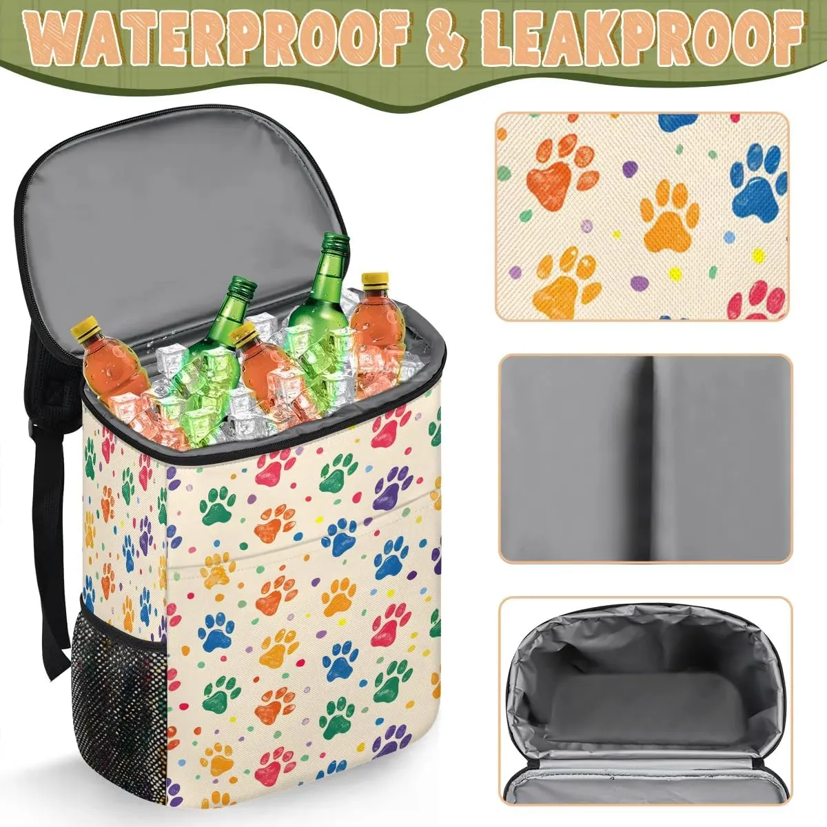 Backpack Cooler Animals - Dogs Cooler Backpack Insulated Leak Proof Soft Cooler Bag for Men Women Lunch Backpack for Camping Picnic Hiking Beach Travel
