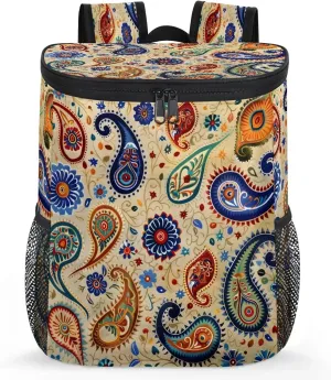Backpack Cooler Boho Paisley Pattern Cooler Backpack Insulated Leak Proof Soft Cooler Bag for Men Women Lunch Backpack for Camping Picnic Hiking Beach Travel