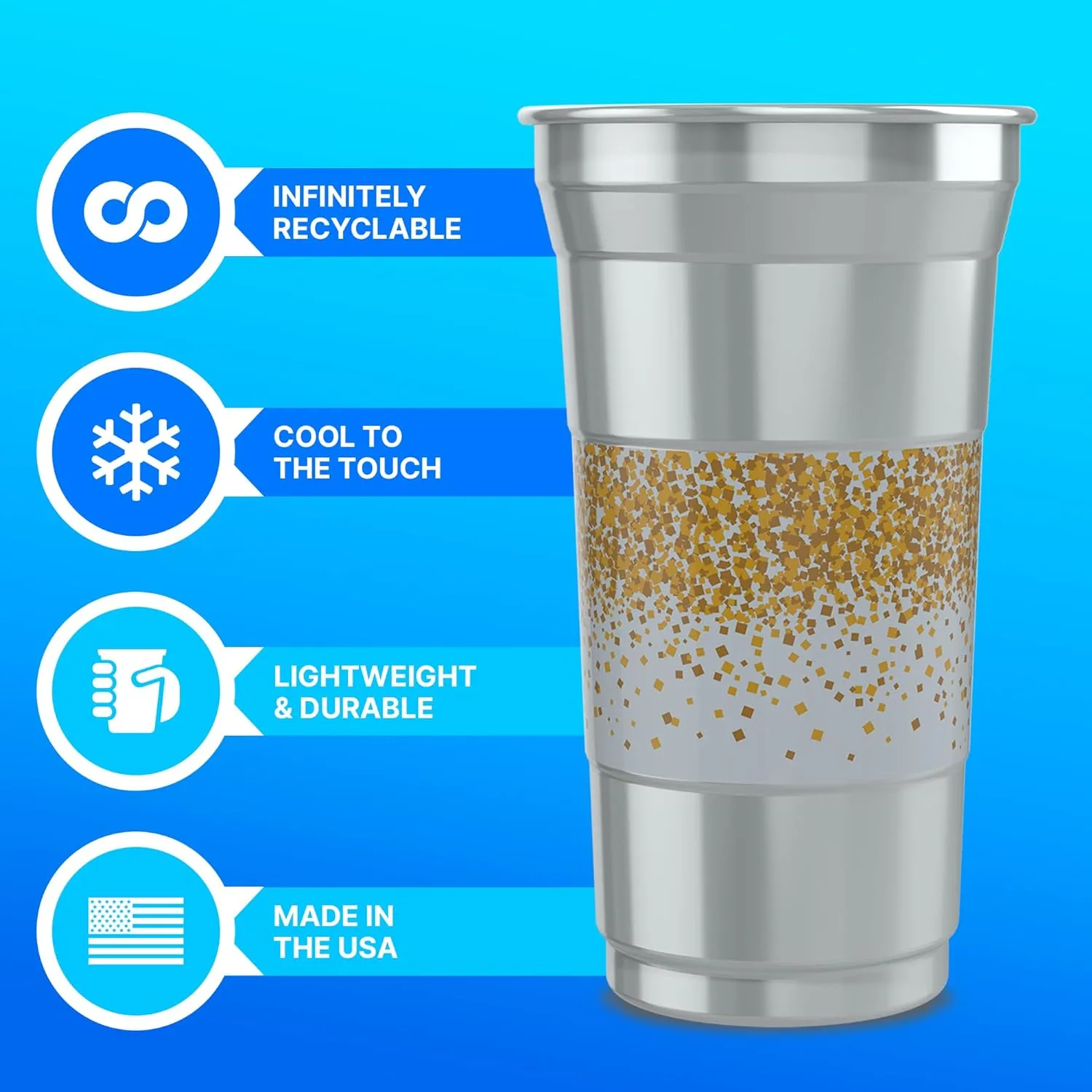 Ball Aluminum Cup Recyclable Party Cups, Celebration Cups,12oz. Cup, 50 Cups Per Pack