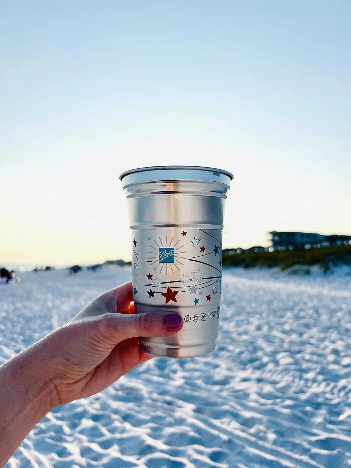 Ball Aluminum Cup Recyclable Party Cups, Patriotic Cup Design, 20oz. Cup, 30 Cups Per Pack