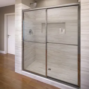 Basco Shower Door Deluxe 57 to 59 in. Sliding Glass Door clear glass, chrome finish 71-1/2" height