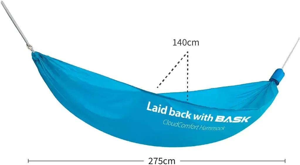 BASK Ultralight Portable Single Hammock with High Strength Straps – High Performance, Comfortable and Breathable Material 20DNylon for Camping, Backpacking,Travel,and Garden – up to 330lbs