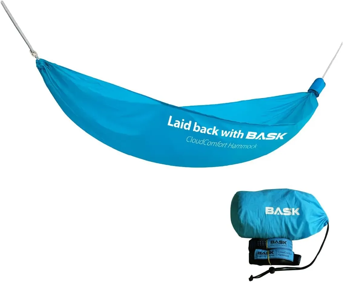 BASK Ultralight Portable Single Hammock with High Strength Straps – High Performance, Comfortable and Breathable Material 20DNylon for Camping, Backpacking,Travel,and Garden – up to 330lbs