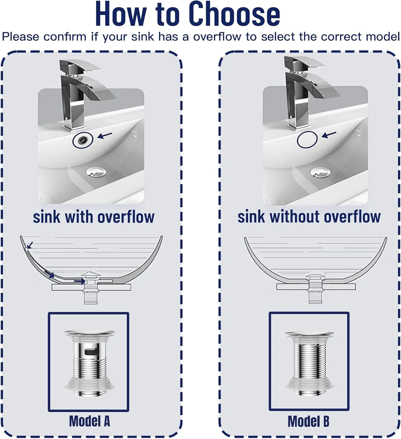 Bathroom Sink Drain Kit with Flexible Expandable Pipe: Odor-Free & Backflow-Preventing, Space-Saving Design without a P-trap, For 1-1/4'' & 1-1/2'' Drain Hole (Black, Without Overflow)