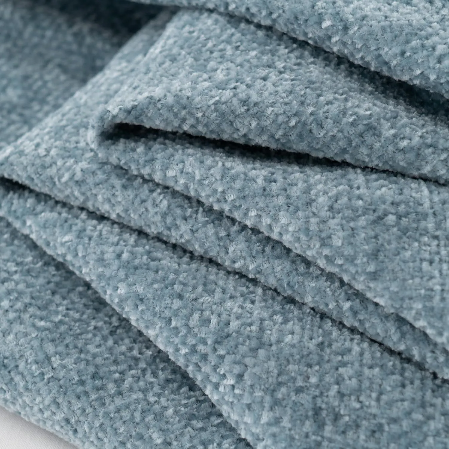 BATTILO HOME Blue Grey Throw Blanket for Couch Bed, Soft Cozy Light Blue Chenille Throw Blanket with Fringe, Lightweight Throw Blanket for Home Decor, 50"x60"