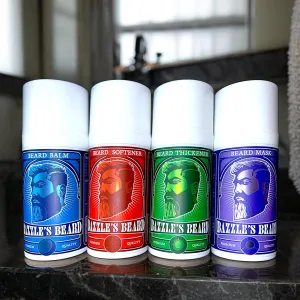 Bazzle's Premium Beard Care Kit, All-in-One Set of 4 Products: Balm, Softener, Thickener, Mask