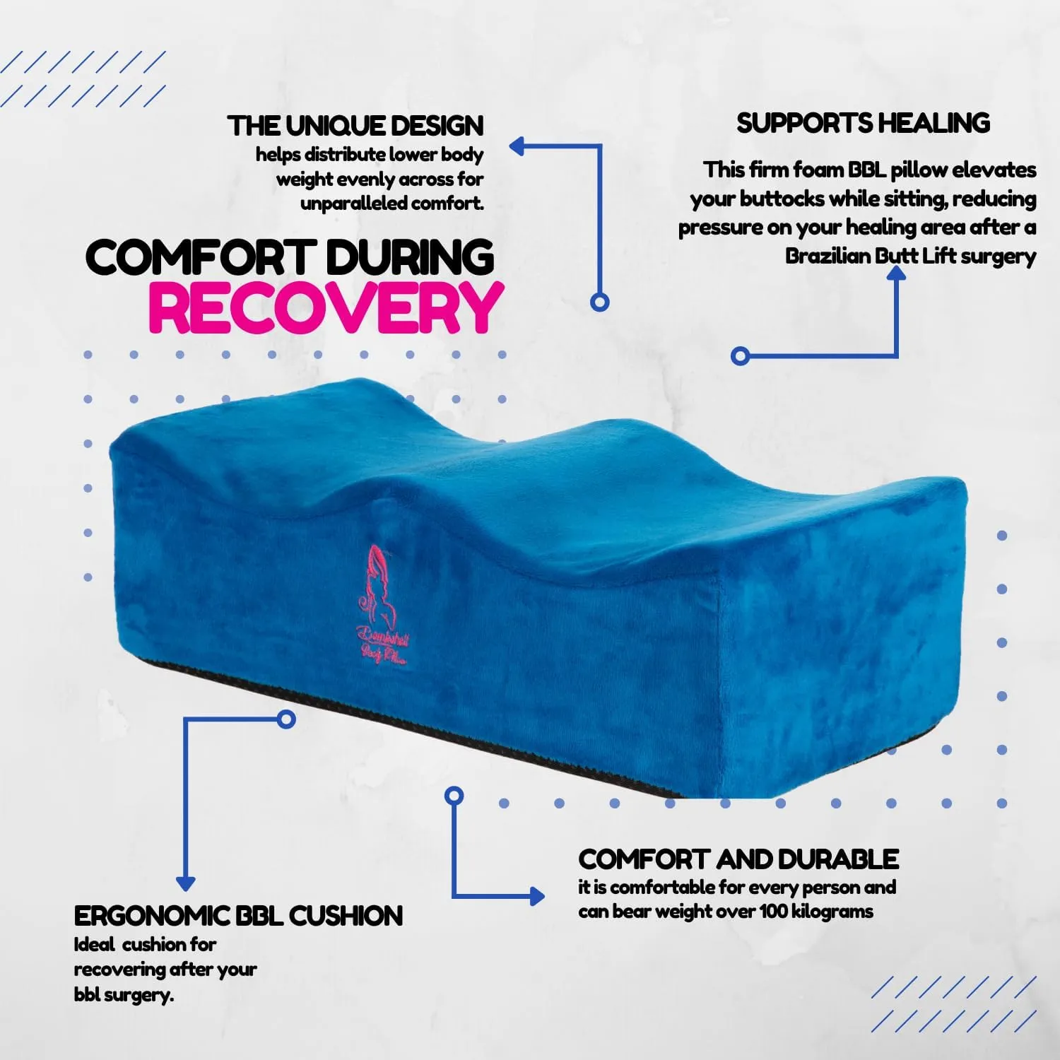BBL Pillow After Surgery, Soft Butt Cushion BBL Post Surgery Supplies with Female Urinal, Butt Pillow Cojin Post Operatorio BBL, BBL Pillow for Sitting Almohada para BBL