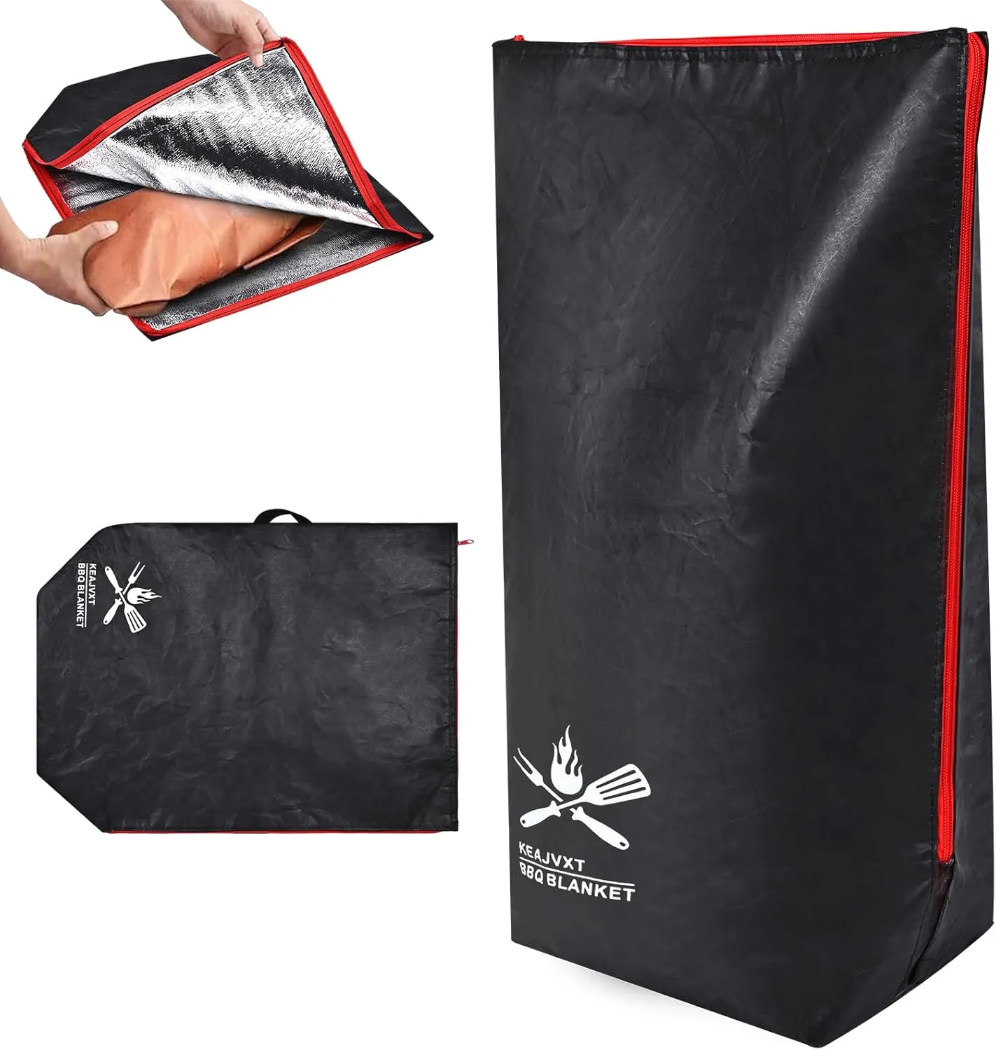 BBQ Blanket for Resting Meat, Smoker Meat Resting Blanket, Reusable Smoker Grilling Meat Insulated Resting Bag with Wide Mouth for Large Briskets, Pork Shoulders, Turkeys (21in)