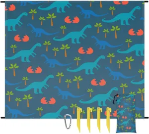 Beach Blanket, Dinosaurs Baby with Tree Sandproof Beach Mat, Waterproof Quick Drying Sand Free Mat with 4 x Ground Spikes for Outdoor Travel Camping Hiking, Dinosaur Pattern 68 x 59 in