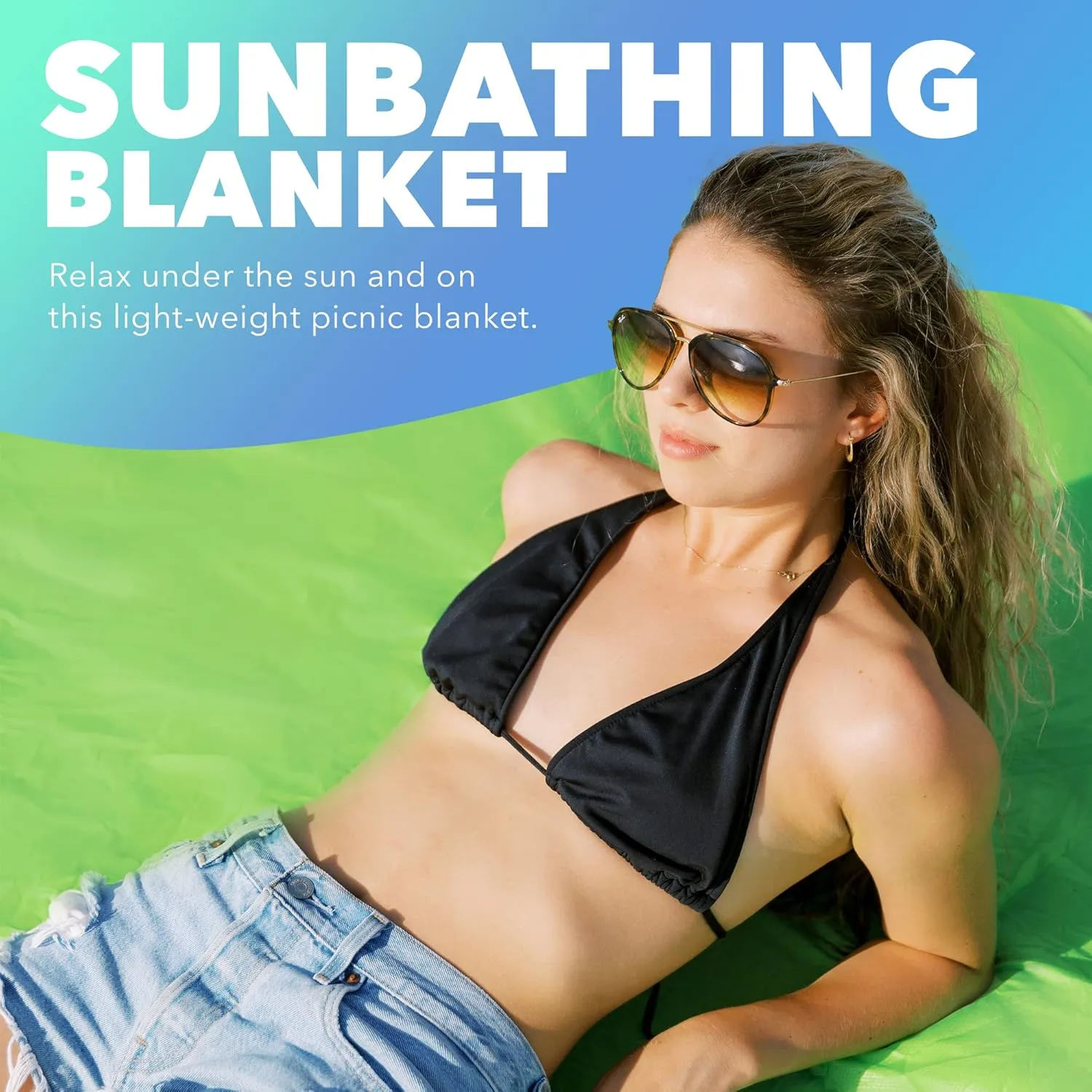 Beach Blanket, Nylon Sandproof Beach Mat, Lightweight and Extra Large Picnic Blankets for The Beach, Compact and Foldable Picnic Mat with Pouch and Pegs, 90 x 108 Inches, Blue